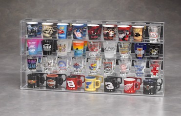 40 SHOT GLASS ACRYLIC DISPLAY CASE WITH MIRRORED BACK